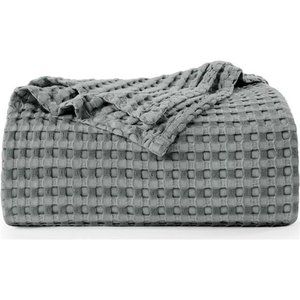 Bedding Cotton Waffle Blanket 300 GSM (Cool Grey -90x90 Inches) Soft Lightweight